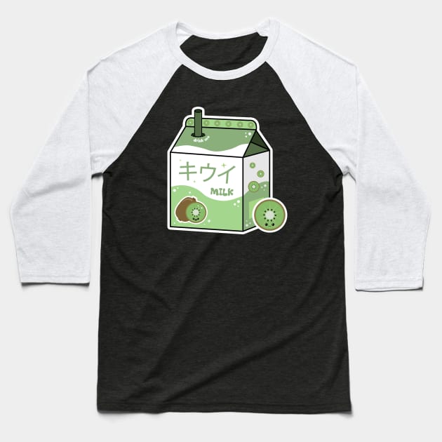 Kawaii Kiwi Milk Baseball T-Shirt by Sasyall